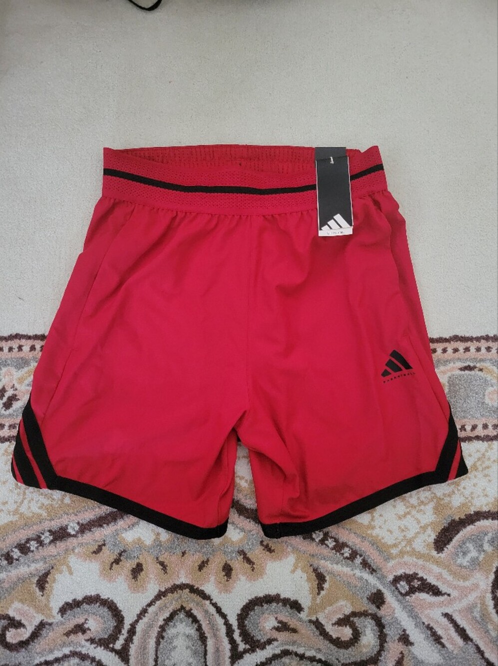Adidas Red Basketball Shorts with Black Trim New With Tags